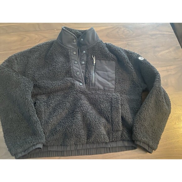 Vuori Cozy Sherpa Popover Quarter Snap Black Women's Small S Camp Ski Pullover - Picture 1 of 6